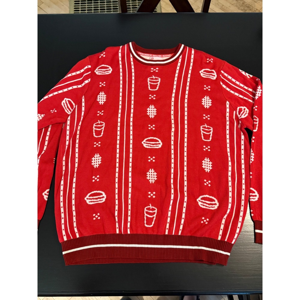 Chick-fil-A Holiday Sweater Mens 2XL Red Waffle Fries Chicken‎ Sandwich Pullover